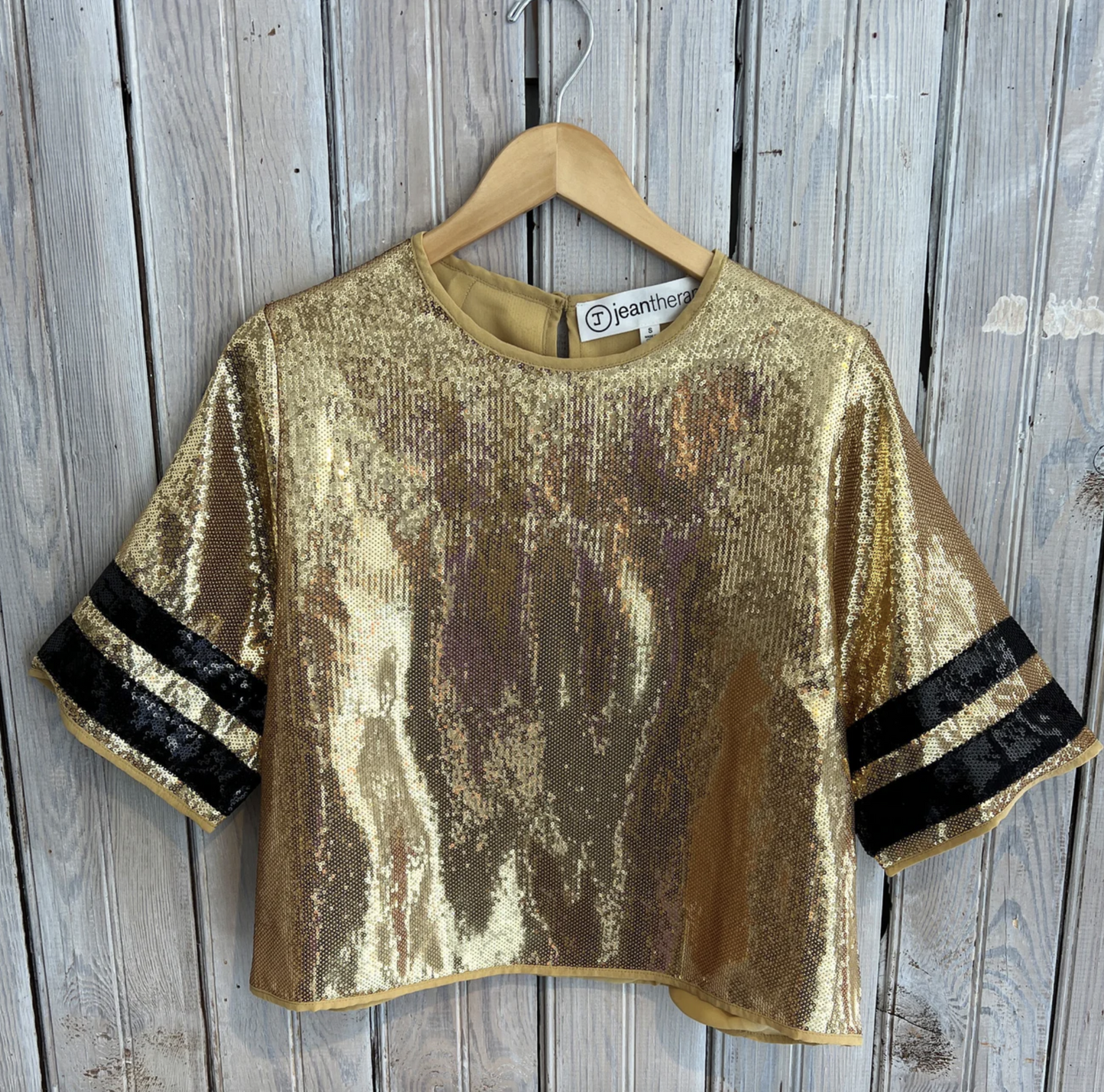 Sequin Stripe Jersey Sleeve Top