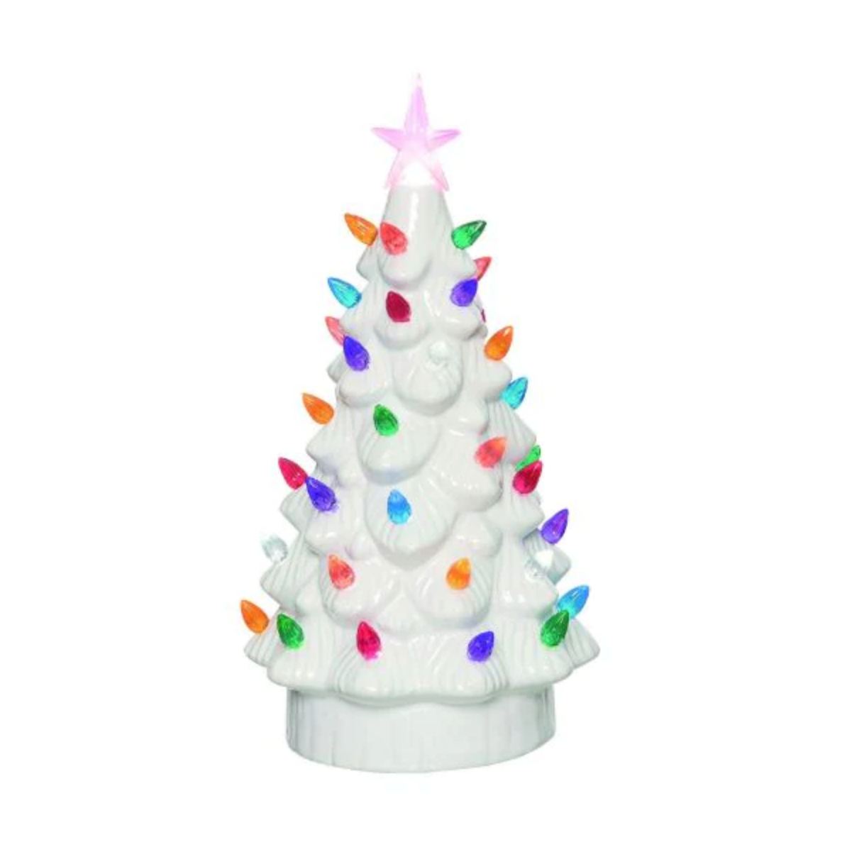 Vintage Light Up Ceramic Tree, White