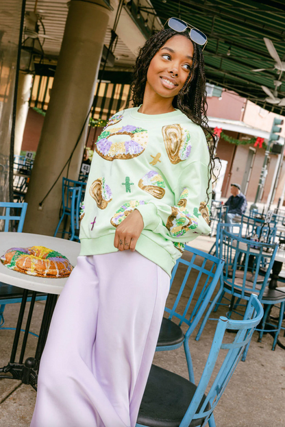 Green King Cake & Baby Sweatshirt