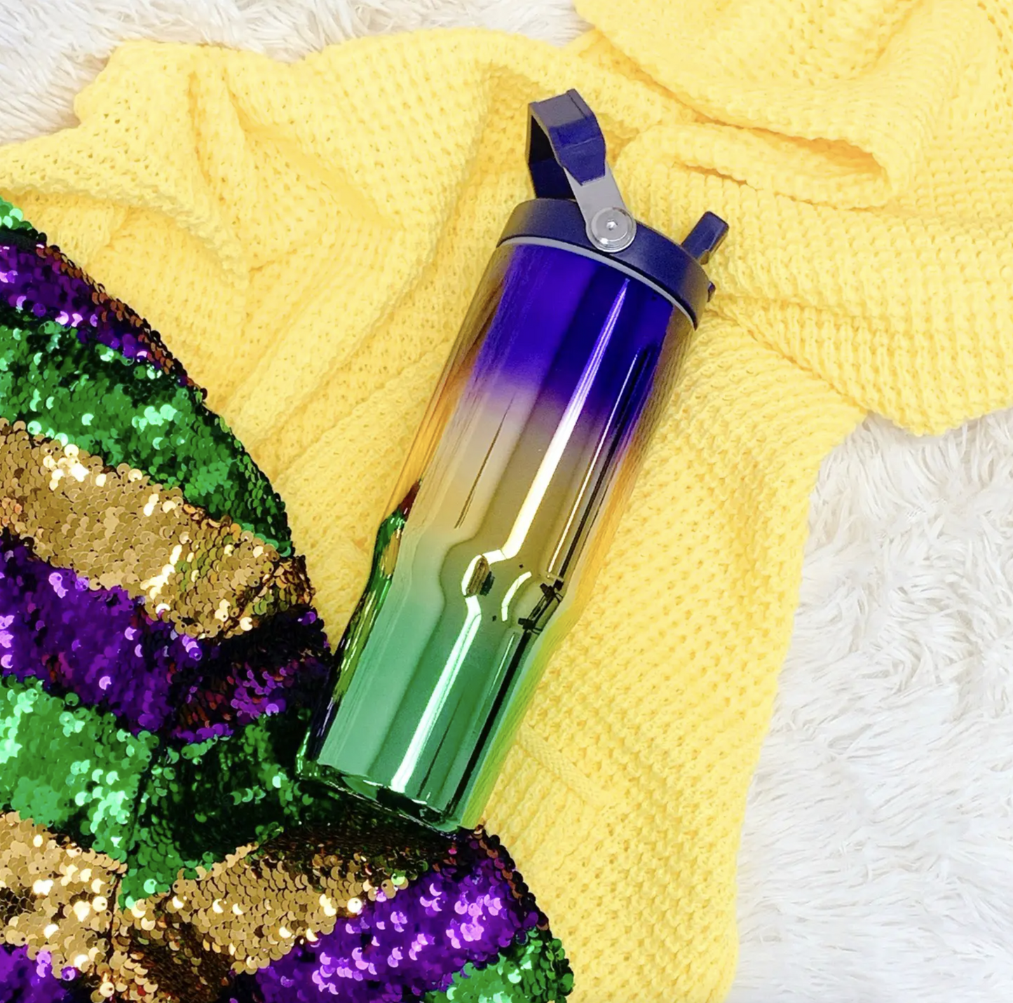 Metallic Mardi Gras Tumbler