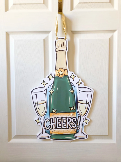 Champagne Cheers Door Hanger