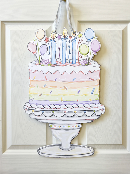 Pastel Birthday Cake Door Hanger