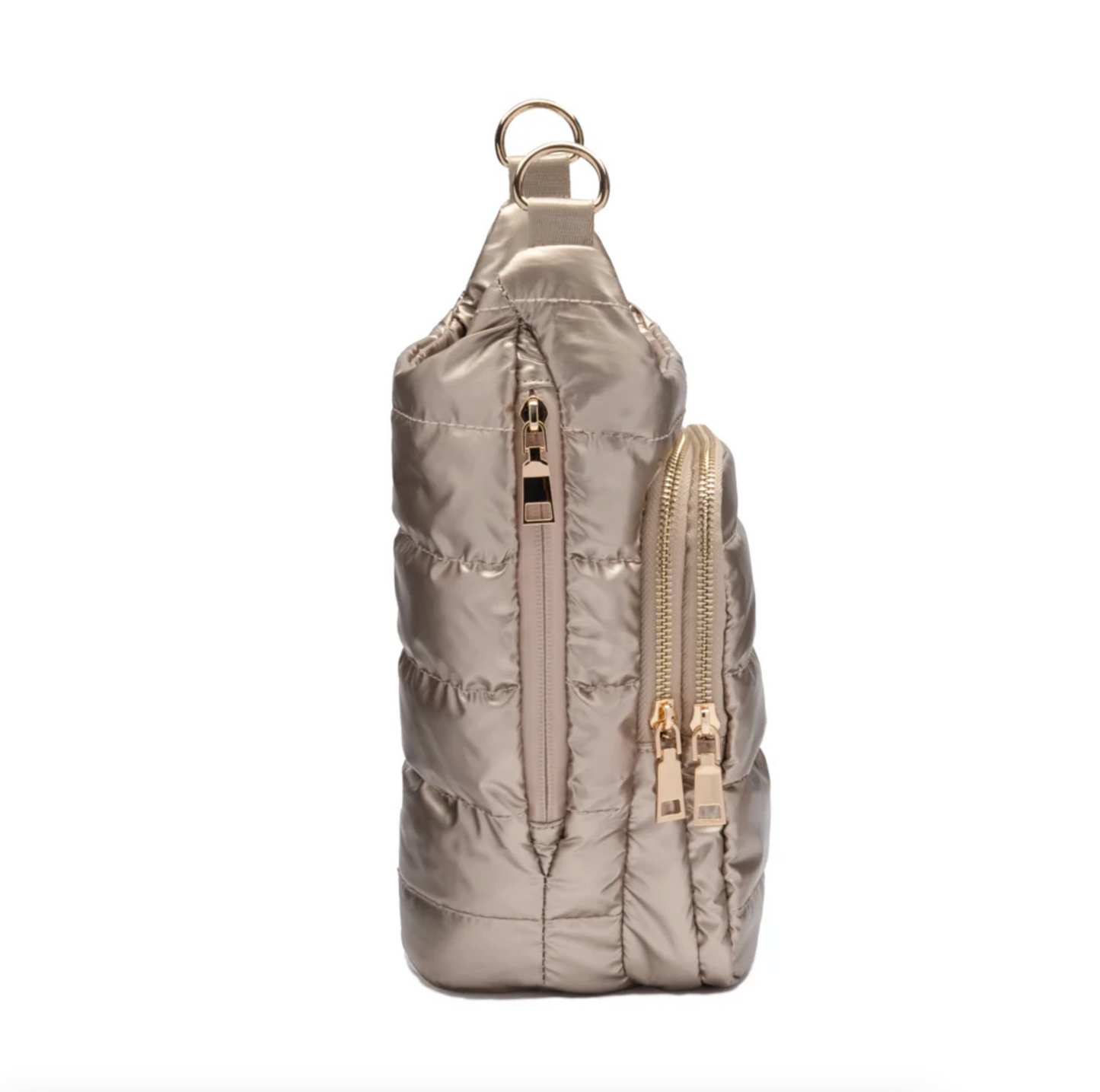 Crossbody HydroBag w/Handle Zipper,  Metallic Gold