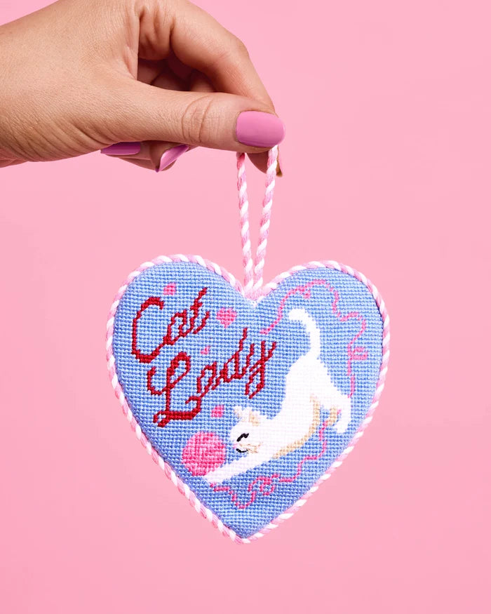 Cat Lady Needlepoint Ornament