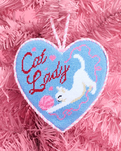 Cat Lady Needlepoint Ornament