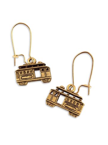 Streetcar Dangle Earrings, Gold