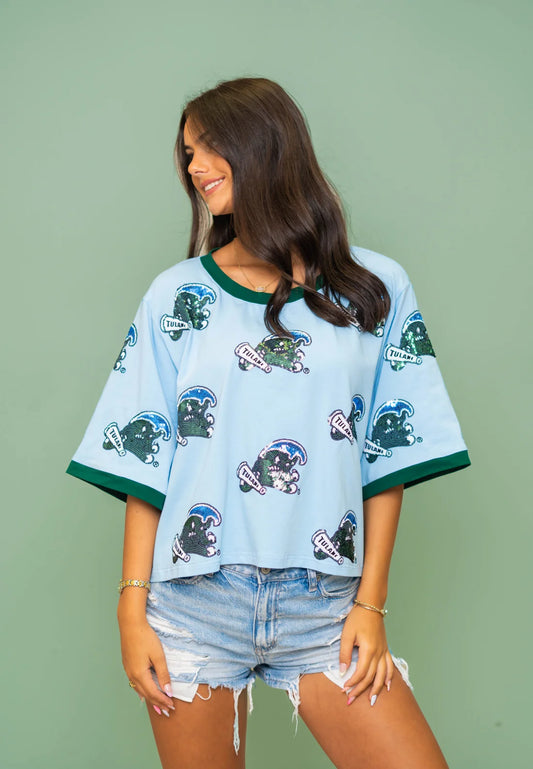 Roll Wave Oversized Crop Tee