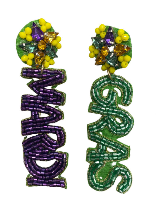 Mardi Gras Beaded Earrings