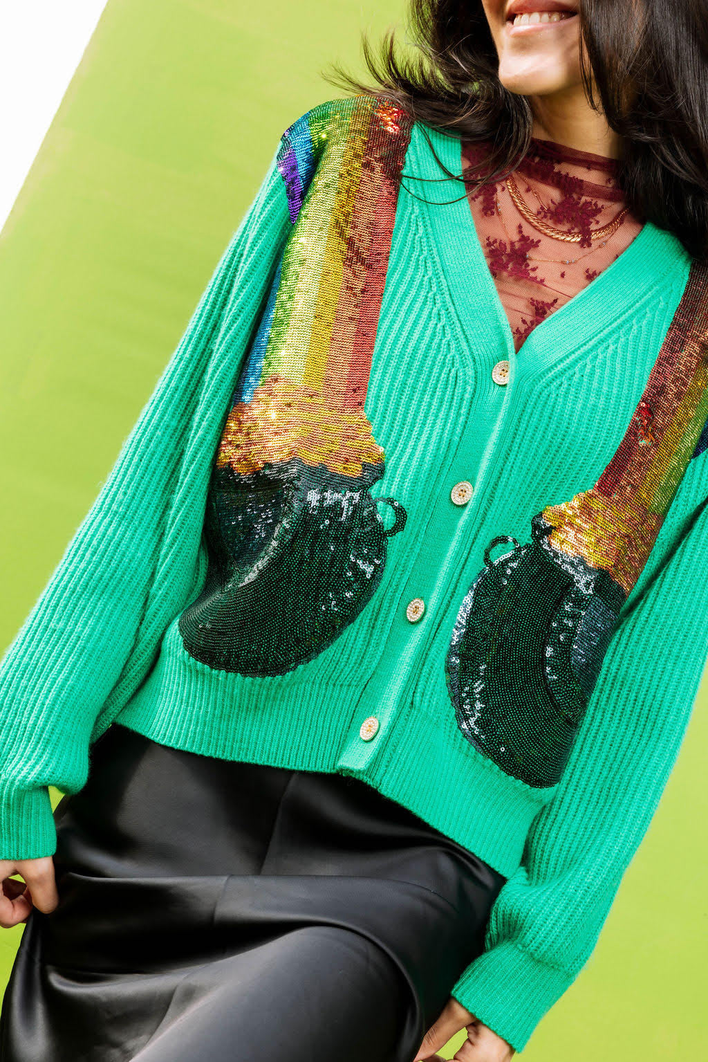 Green Pot of Gold Cardigan