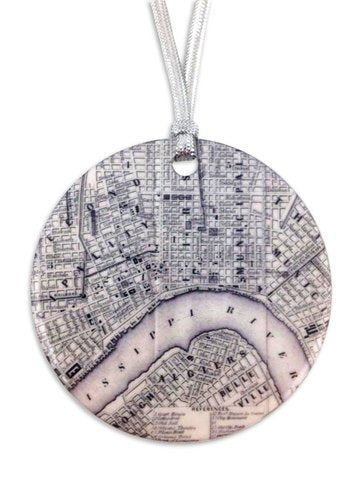 Vintage NOLA Map Ornament