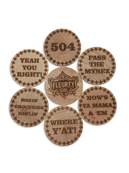 Wooden Nickel Magnet Set